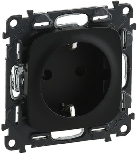 Розетка с заземлением без рамки Legrand Valena Allure 1-м. шторки антрацит картинка